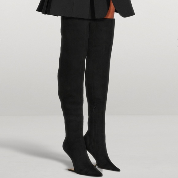 New JEFFREY CAMPBELL Compass Black Suede Over-The-Knee Boots Size 38 - Picture 2 of 10